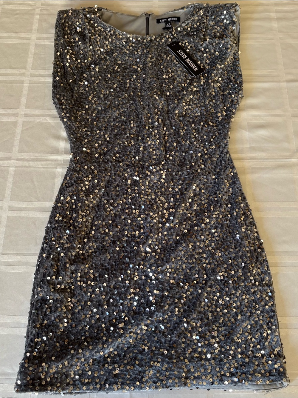 Steve Madden NWT Astoria Sequins Women Mini Dress Silver XS Club Sparkle Holiday